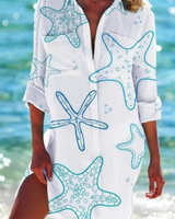 Cerena | Damen Strandbluse Hemdkragen Maritimer Print in Farbe 8