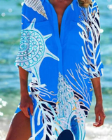 Cerena | Damen Strandbluse Hemdkragen Maritimer Print in Farbe 9