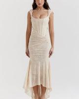 Crius - Elegantes Taillenkleid in Beige