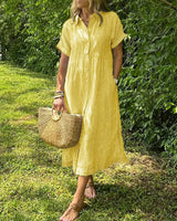 Corinne – Elegantes Damen Hemdblusenkleid in Yellow