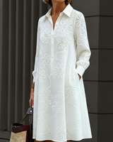 Sirelin - Softtouch-Midi-Hemdblusenkleid in Weiß