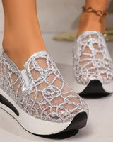 Heleen – Turnschuh Mit Hoher Taille Und Pailletten in Silber