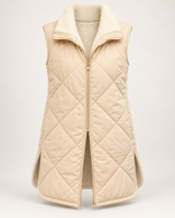 Wendbare, wattierte Damenweste in Lammfelloptik – Solange in Beige