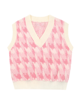 Gestrickte Damenweste mit V-Ausschnitt und Muster – Mondeña in Rosa
