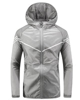 Wasserdichte Herrenjacke mit Kapuze, Taschen und Reißverschluss – Thiago in Hellgrau