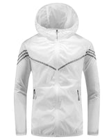 Wasserdichte Herrenjacke mit Kapuze, Taschen und Reißverschluss – Thiago in Weiß