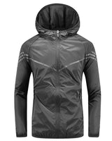 Wasserdichte Herrenjacke mit Kapuze, Taschen und Reißverschluss – Thiago in Dunkelgrau