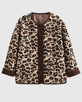 Damenjacke mit Leopardenmuster und kontrastfarbenen Paspeln – Bulera in Leopardenmuster