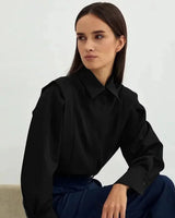 Zelda | Damen Hemd Gerader Schnitt Knopfleiste Locker – Damenhemd Oversize 2026 in Schwarz