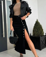 Chiara | Damen Jeansrock Figurbetont Modern Vielseitig in Schwarz