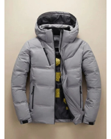 Cihan | Herren Winterjacke mit Kapuze und Taschen mit Reißverschluss in Hellgrau