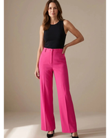 Clarissa | Damen Hose mit Hoher Taille, Weitem Bein und Knöpfen in Rosa