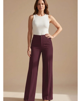 Clarissa | Damen Hose mit Hoher Taille, Weitem Bein und Knöpfen in Rot