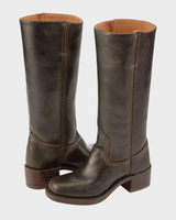 Claudia | Damen Orthopädische Lederstiefel mit langem Schaft im Western Stil in Dunkelbraun