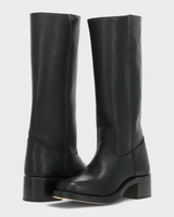 Claudia | Damen Orthopädische Lederstiefel mit langem Schaft im Western Stil in Schwarz