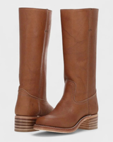 Claudia | Damen Orthopädische Lederstiefel mit langem Schaft im Western Stil in Braun