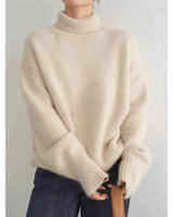 Claudia | Damen Rollkragenpullover mit weitem Schnitt in Beige