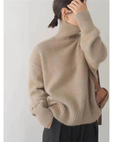 Claudia | Damen Rollkragenpullover mit weitem Schnitt in Khaki