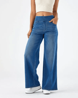 Mariel | Damen Weite Jeanshose Retro Komfort Modern Trend in Blau