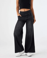Mariel | Damen Weite Jeanshose Retro Komfort Modern Trend in Schwarz