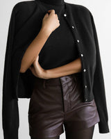 Damen-Set: ärmelloses Top mit hohem Kragen und kurzer Strickjacke – Celia in Schwarz