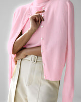 Damen-Set: ärmelloses Top mit hohem Kragen und kurzer Strickjacke – Celia in Rosa