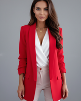 Cordelia | Damen Taillierter Langarm Blazer in Rot