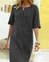 Cordelia | Damen V-Ausschnitt Kurzarm Kleid in Schwarz