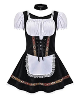 Corinna | Damen Dirndl Trachtenkleid mit Blumen in Schwarz 2