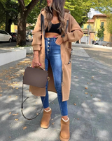 Corinna | Damen Lange Winterjacke mit Kapuze in Khaki
