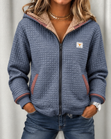 Cosima | Damen Winterjacke mit Kapuze im Freizeit Design in Grau
