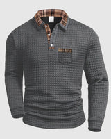 Crispin | Herren Langarm Poloshirt mit Karokragen in Grau