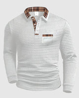 Crispin | Herren Langarm Poloshirt mit Karokragen in Weiß