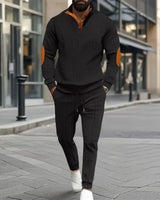 OldTown™ Set mit Retro-Fußabdruck und strukturiertem Mesh / Klassische Eleganz für Männer, die sich stilvoll kleiden können! in Schwarz