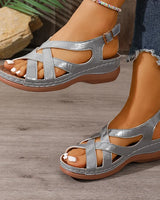Alnia – Bequeme Orthopädische Keilsandalen in Silber