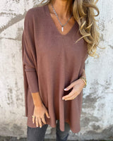 Annika | Damen Pullover mit Lockerer Passform und V-Ausschnitt in Braun