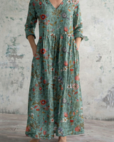 Irinae - Florales Maxikleid mit weichem Griff in Salbeigrün