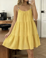Masley – Minikleid mit Spaghettiträgern Und Lockerer Passform in Gelb
