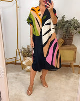 Rianna - Kleid mit abstraktem Druck in Schwarz (Fast ausverkauft)
