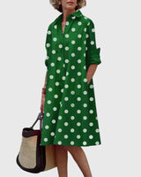 Oshadi - Elegantes Mini Kleid Mit Tasche in Grün-Weiß