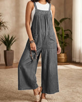 Solmira | Lässiger Denim-Jumpsuit mit Trägern in Dunkelgrau