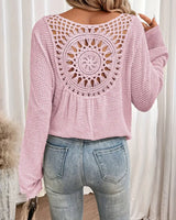 Sacha | Elegantes Waffel-V-Ausschnitt-Shirt in Rosa