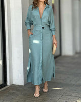 Binalee - Midi Kleid Mit Langen Ärmeln in Blau
