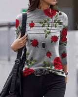 Zunni – Oberteil Mit Blumenmuster Und Stehkragen in Rot