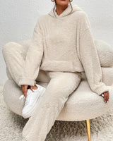 Yvarra | Stylischer Fleece Teddy-Zweiteiler Lounge Set in Beige
