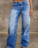 Jeans mit mittelhohem Bund und gerader Passform in Blau