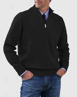 Ben | Modischer Warmer Pullover Mit Halbem Reißverschluss in Schwarz