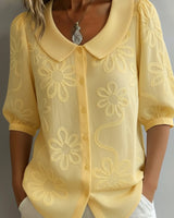 Perina - Soft-Touch-Bluse mit Blumenmuster in Gelb