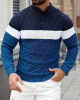 Lilfad - Lässiger Strick Pullover Mit Stehkragen in Blau