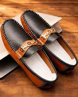 Stewart – Moderne Zweifarbige Leder Loafer in Schwarz